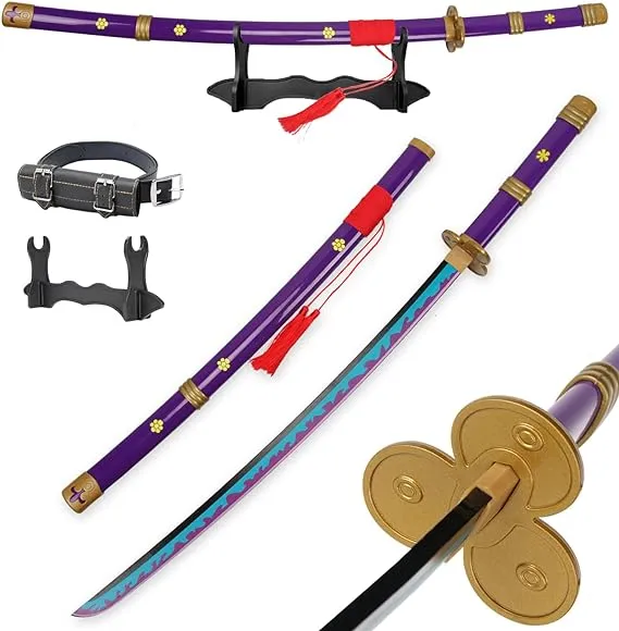 Forgemith Bamboo Anime Cosplay Swords：Roronoa Zoro/Kitetsu/Yama Enma/Trafalgar Law/Kozuki Oden/Edward Newgate,About 40.75/59 Inches,Anime Original Texture,for Role-Playing,Stage Performance and Gift