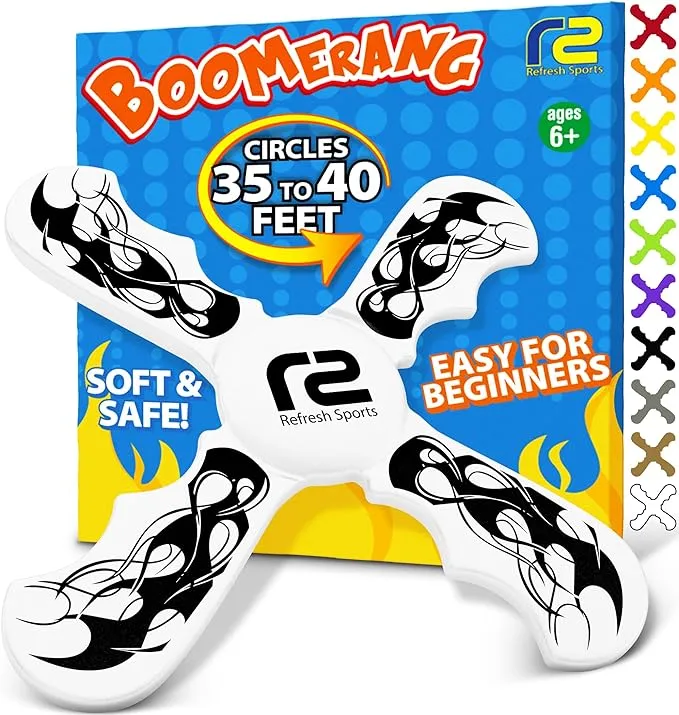 Boomerang for Kids - It Really Does Fly Back - Fun & Easy to Use Toy Gifts for Boys & Girls - Soft Foam Design Allows for Safe Play & Great Beginner Toy Gift Idea Kids Boy Birthday Gift Ideas Stuffers