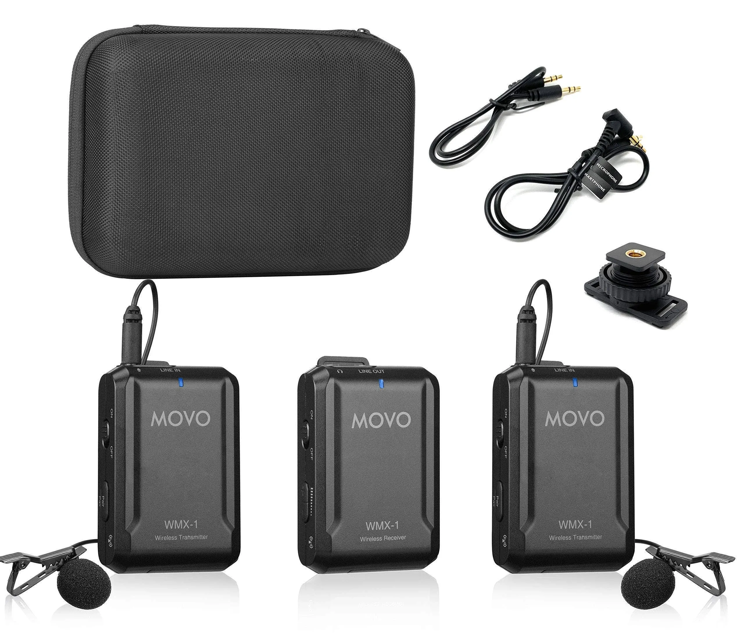 Movo WMX-1-DUO 2.4GHz Dual Wireless Lavalier Microphone System