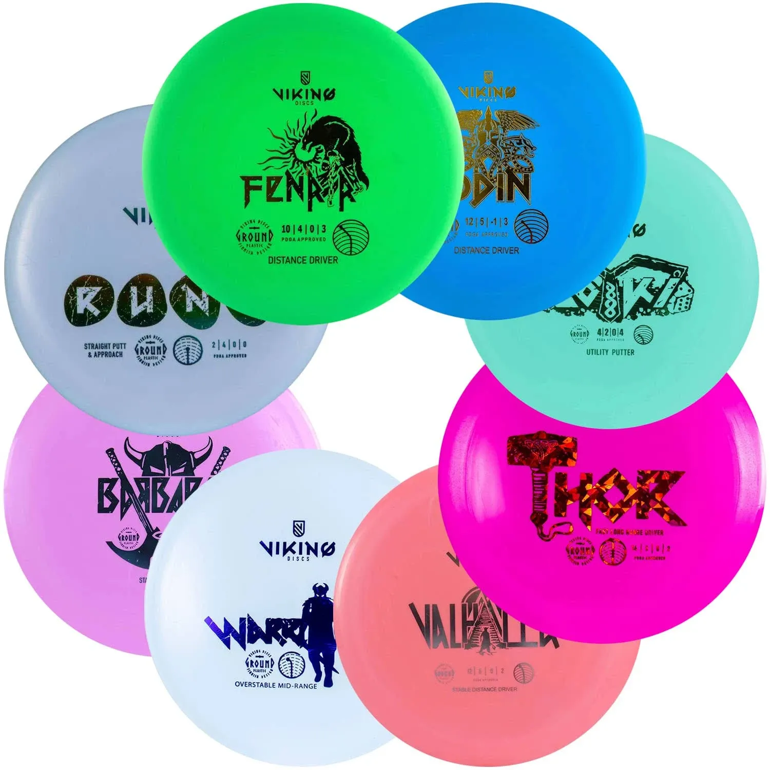 Viking Discs Original Disc Golf Set - 8 Frisbee for Any Distance, PDGA... 