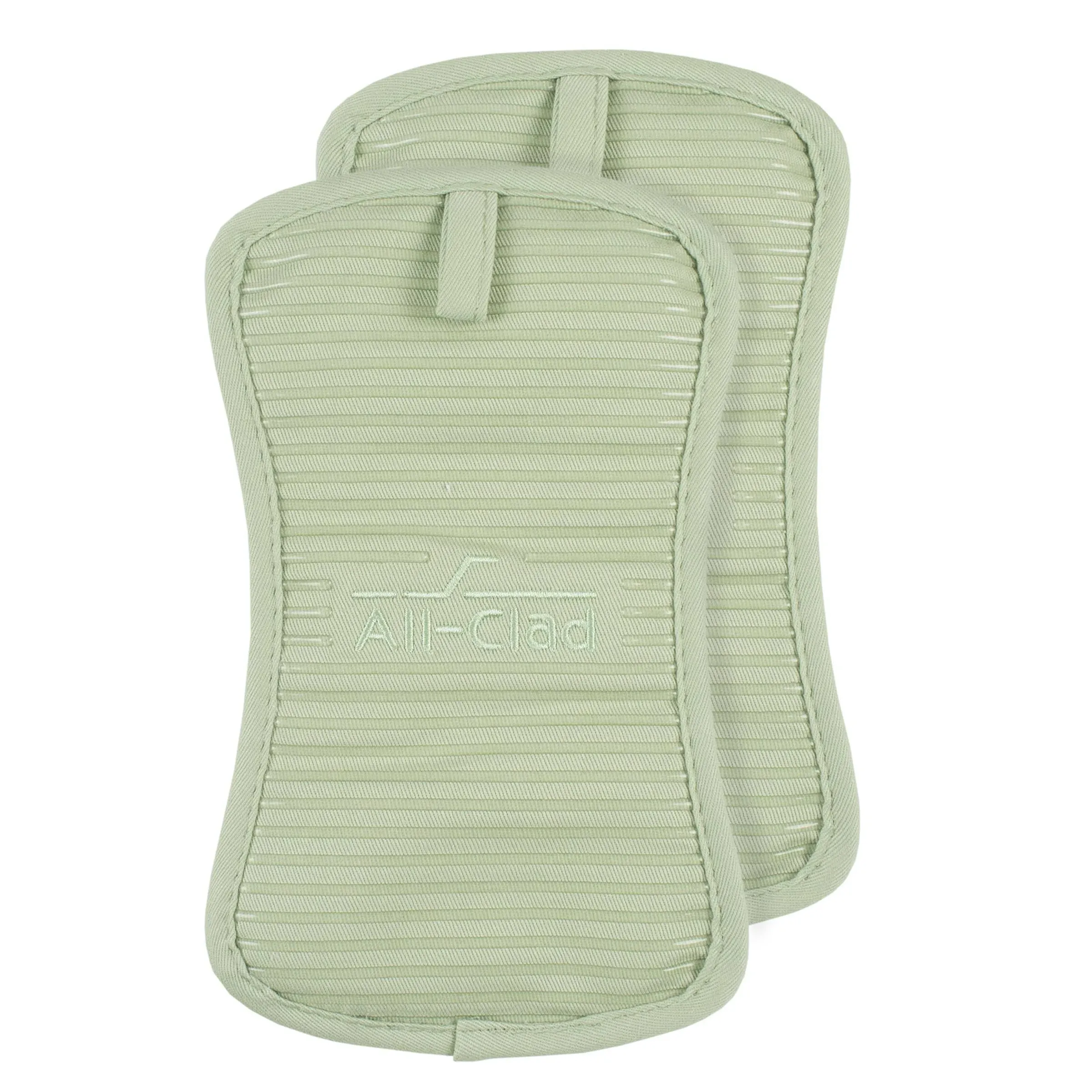 All-Clad Ribbed Silicone Cotton Twill Pot Holder, Set of 2 - Fennel