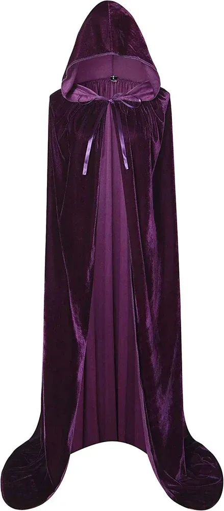 BIGXIAN Long Hooded Velvet Cape Witch Costume