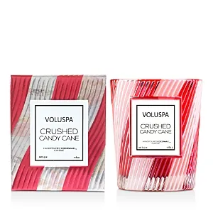 Voluspa Crushed Candy Cane Candle | Classic Boxed Candle | 6.5 Ounces | 40 Hour Burn Time | All Natural Wicks and Coconut Wax for Clean Burning | Vegan | Non-Toxic