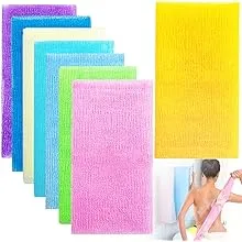 Cshangzei 8 Pcs 35 inch Exfoliating Bath Cloth,Beauty Skin Bath Wash Towel,Nylon Shower Washcloth Body Scrubber Loofah for Women and Men