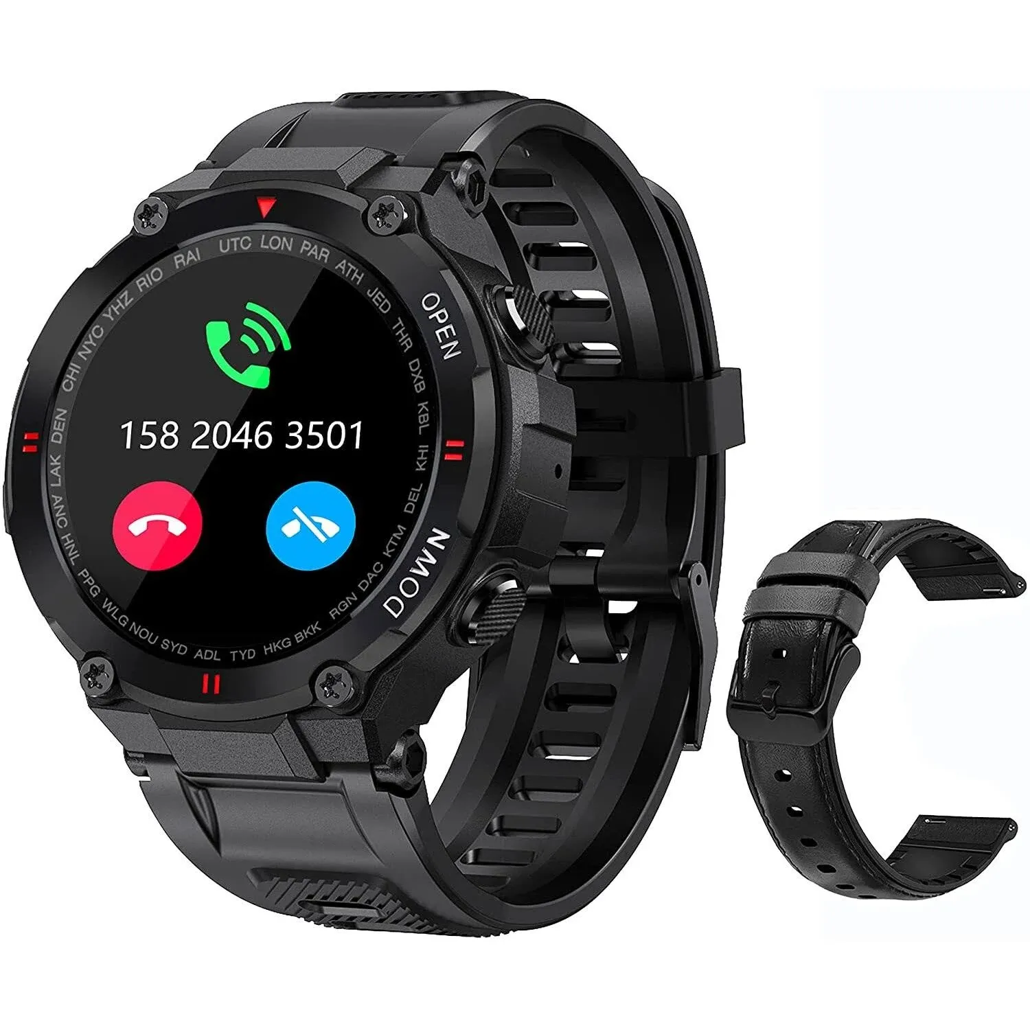 Military Smart Watch for Men Outdoor Waterproof Tactical Smartwatch Bluetooth Dail Calls Speaker 1.3" HD Touch Screen Fitness Tracker Watch.