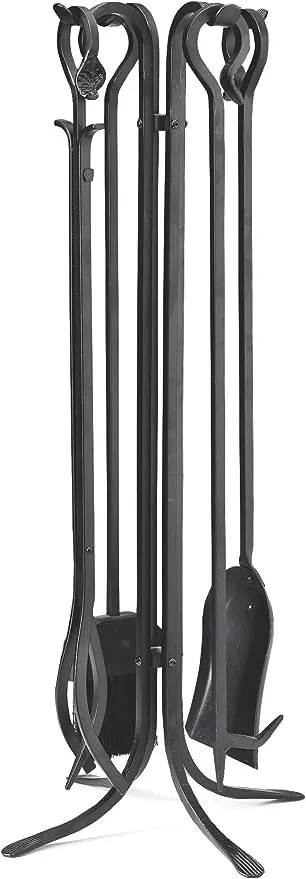 Plow & Hearth Tall 5 Piece Hand Forged Iron Fireplace Tool Set with Poker, Tongs, Shovel, Broom, and Stand 7-in Diam. x 32.5 H BlackPlow & Hearth Tall 5 Piece Hand Forged Iron Fireplace Tool Set with Poker, Tongs, Shovel, Broom, and Stand 7-in Diam. x 32