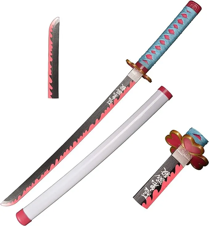 Cosplay Swords Hashibira Inosuke Samurai Sword, Katana Sword Plastic Toy Sword for Costume Play Halloween Cosplay Gift 40 in