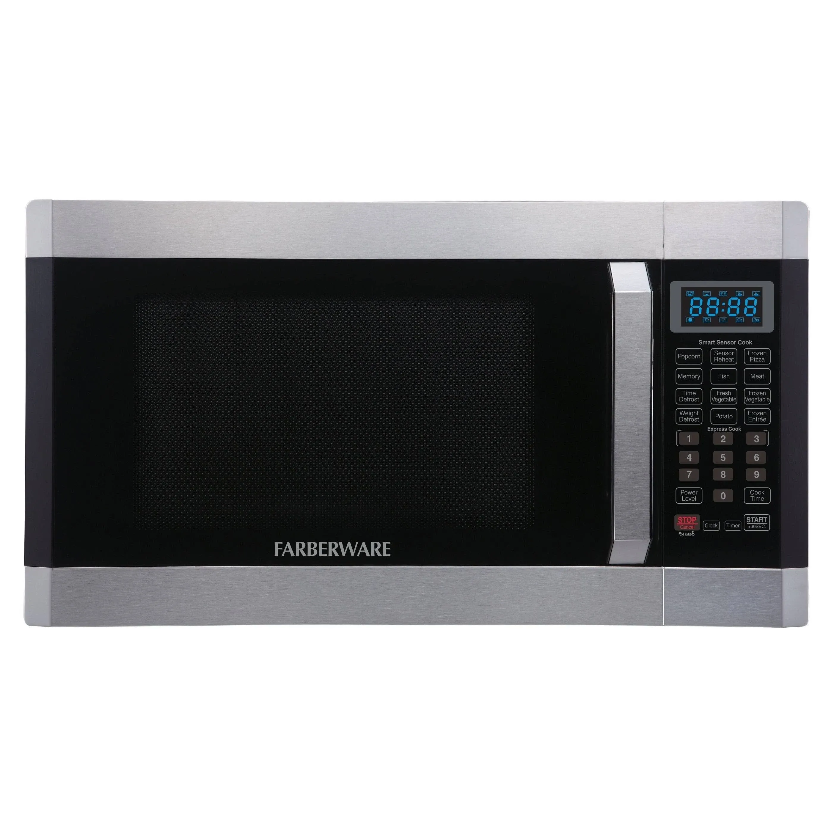 Farberware Countertop Microwave 1100 Watts, 1.6 cu ft - Smart Sensor Microwave Oven With LED Lighting and Child Lock - Perfect for Apartments and Dorms - Easy Clean - Stainless Steel