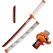 Cosplay Swords Rengoku Kyoujurou Samurai Sword, Katana Sword Plastic Toy Sword for Costume Play Halloween Cosplay Gift 30 in