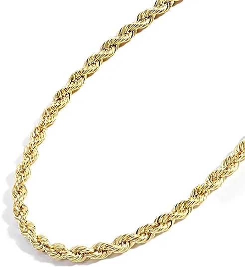 Jewelry Atelier Gold Chain Necklace Collection - 14K Solid Yellow Gold Filled Rope Chain Necklaces for Women and Men with Different Sizes (2.1mm, 2.7mm, or 3.8mm)