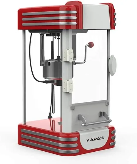 KAPAS Popcorn Machine, Red Tabletop Popcorn Maker with Accessories