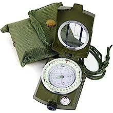 Sportneer Military Lensatic Sighting Compass with Carrying Bag, Waterproof and Shakeproof, Army Green