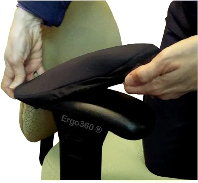 Soft Neoprene Chair Arm Pad Covers Stretch Over Armrests 9" to 10.5". Restore, Protect and Cushion. Complete Set of 2. Made in The USA.