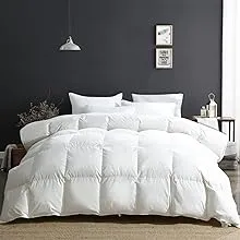 APSMILE Luxury Heavyweight Down Feather Fibers Comforter Full/Queen Size, Thick Duvet for Winter Climates/Cold Sleepers -Ultra Soft 100% Organic Cotton Cover, Fluffy Duvet Insert (Ivory White, 90x90)