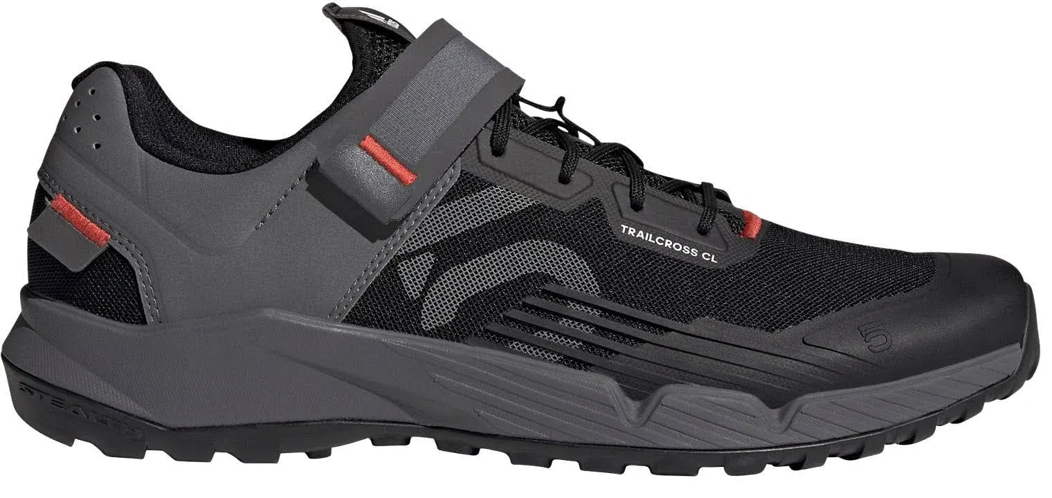 Five Ten Men's Trailcross Clip-In Bike Shoes, Core Black/Grey Three/Red / 8