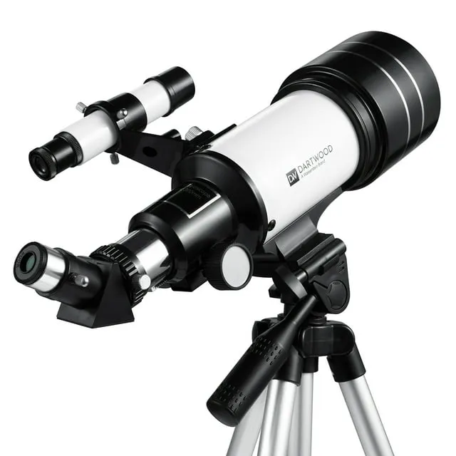 Dartwood Astronomical Telescope - 360 Rotational Telescope - Multiple Eyepieces Included for Different Zoom (Black/White)