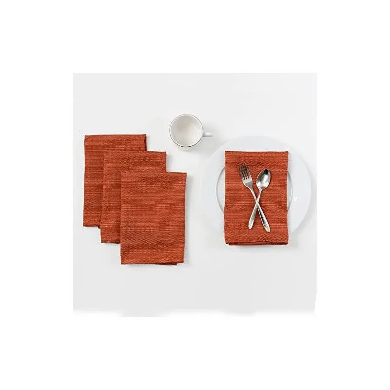 Benson Mills Textured Fabric Cloth Napkin for Fall, Harvest, and Thanksgiving Tablecloths (18" x 18" Napkin Set of 4, Bison/Rust/Burnt Orange)