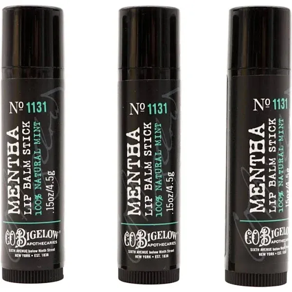 Lot of 3 Bath & Body Works C.O. Bigelow 1131 Mentha Lip Balm Stick 0.15 oz / 4.5 G