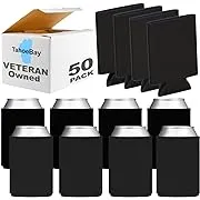 TahoeBay Bulk Can Coolers (50-Pack) Blank Foam Sleeves Plain Soft Insulated Blanks for Soda, Beer, Water Bottles, HTV Vinyl Projects, Wedding Favors and Gifts (Black)