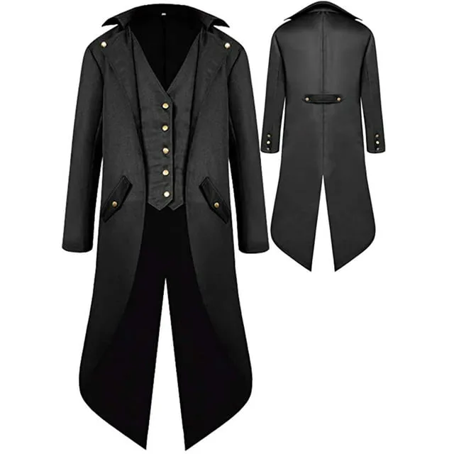 Mens Gothic Medieval Tailcoat Jacket, Steampunk Vintage Victorian Frock High ...