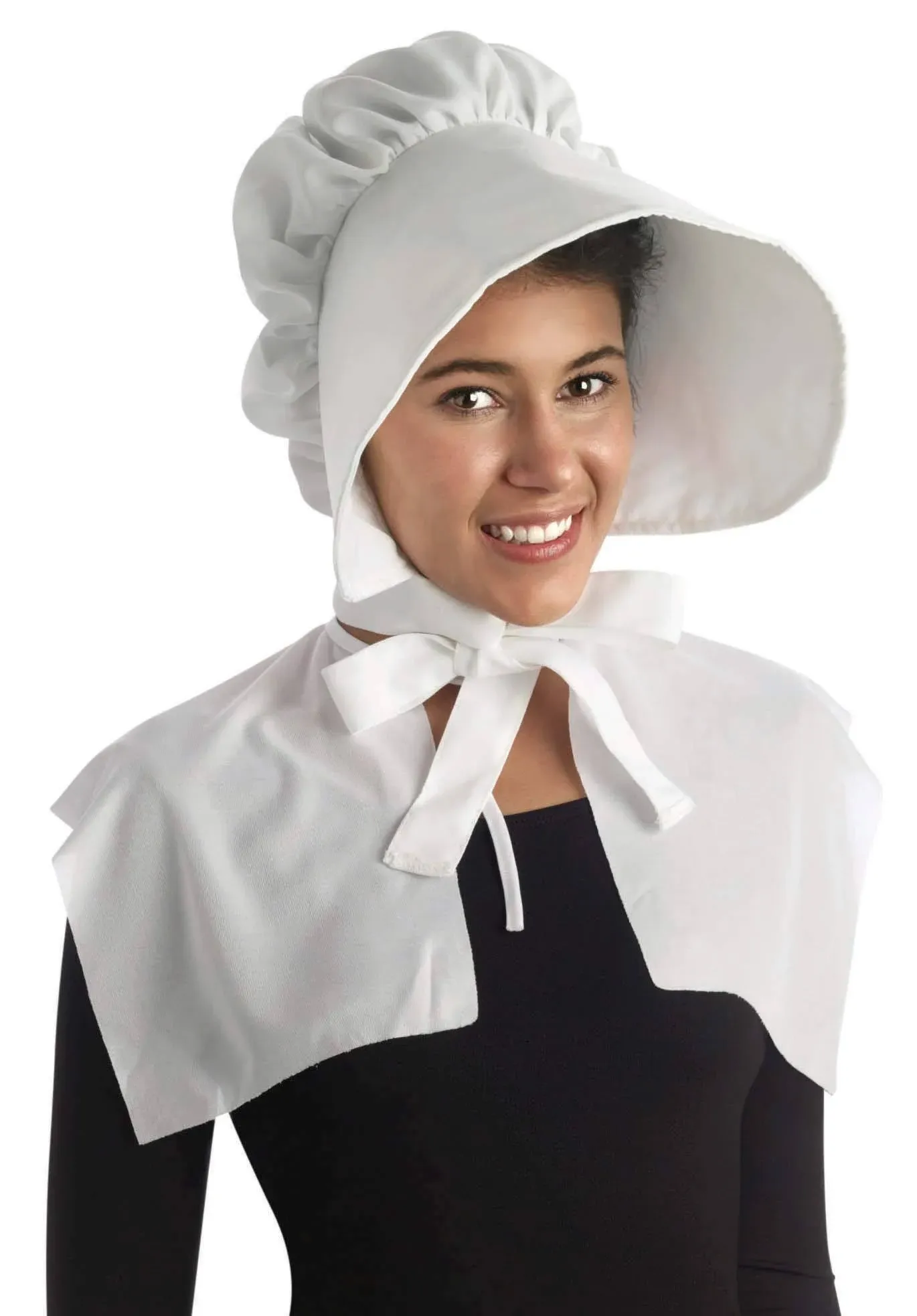 White Bonnet Colonial Pilgrim Quaker Amish Pioneer Hat