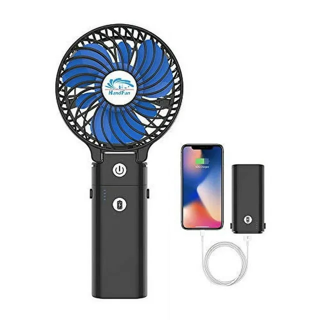 Handfan 5200mAh Portable Handheld Fan, Foldable Personal Fan, Battery Operated Rechargeable Fan, Detachable Handle Design, Small USB Fan for Travel, O