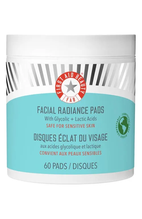 First Aid Beauty Facial Radiance Pads – Daily Exfoliating Pads with AHA that Help Tone & Brighten Skin – Compostable for Daily Use – 60 Pads