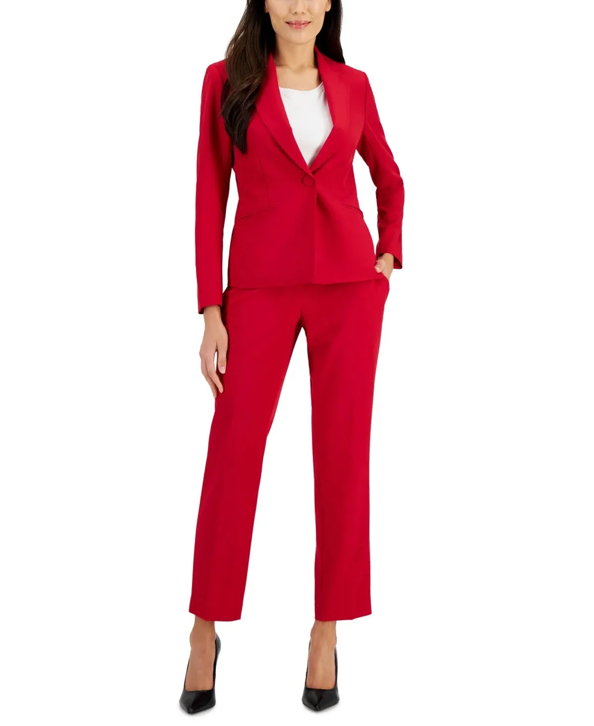 Le Suit Women's 1 Button Jacket/Slim Pant Suit