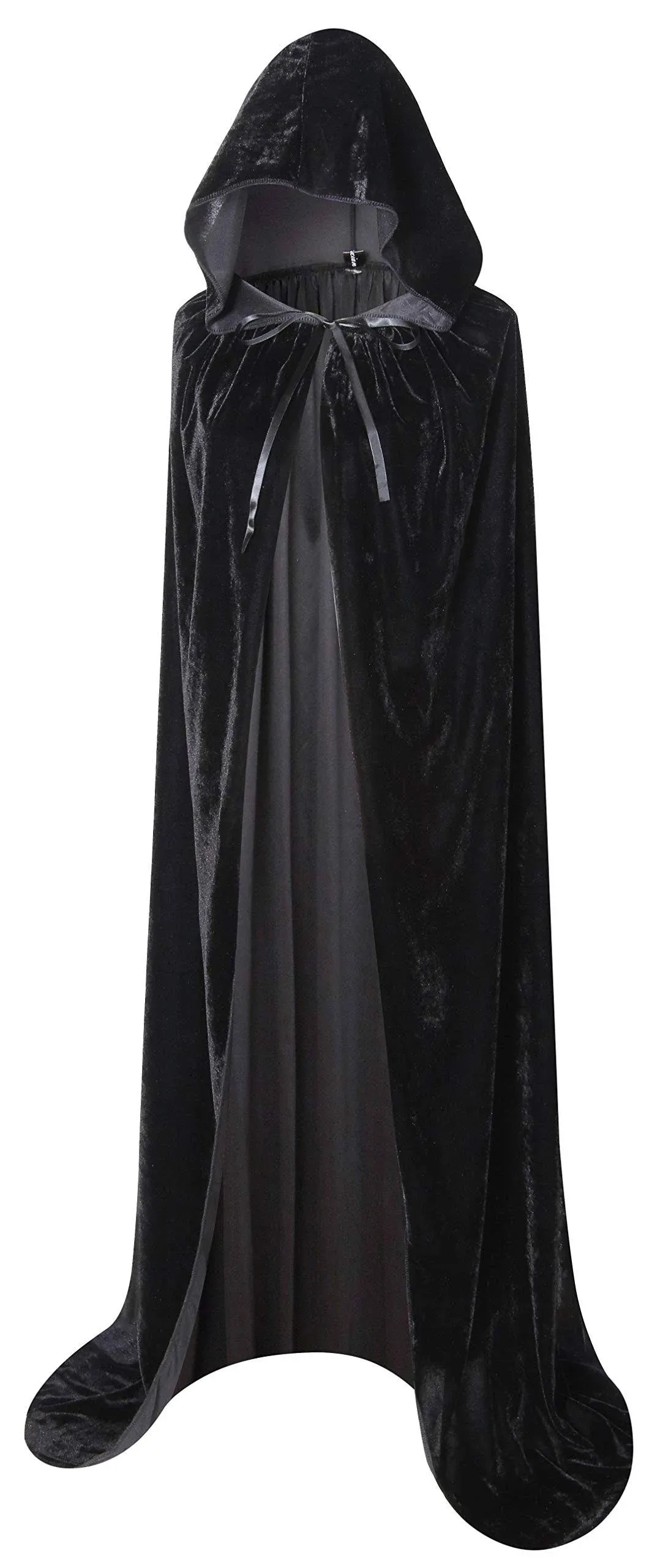 Long Hooded Cloak Velvet Cape Witch Costume Halloween Costumes for Women Men