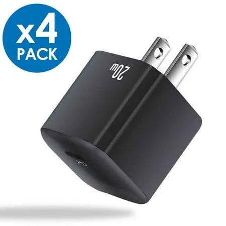 20W USB C Wall Charger (4-Pack) PD Fast Charger Power Adapter for Samsung Galaxy S22/S21/S20 Ultra Note20 iPhone 13/13 Mini/13 Pro/13 Pro Max/12 Pro Max/SE/11 Pixel Galaxy S20 S10 S9 iPad Mini/Pro