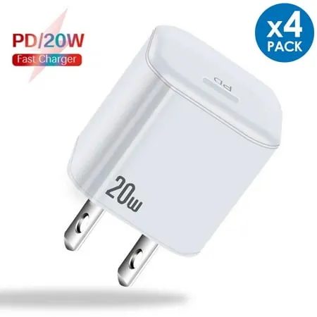 20W USB C Wall Charger (4-Pack) PD Fast Charger Power Adapter for Samsung Galaxy S22/S21/S20 Ultra Note20 iPhone 13/13 Mini/13 Pro/13 Pro Max/12 Pro Max/SE/11 Pixel Galaxy S20 S10 S9 iPad Mini/Pro