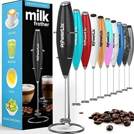 PowerLix Milk Frother Handheld Battery Operated Electric Whisk Beater Foam Maker For Coffee, Latte, Cappuccino, Hot Chocolate, Durable Mini Drink Mixer No Stand (Pearl White)PowerLix Milk Frother Handheld Battery Operated…