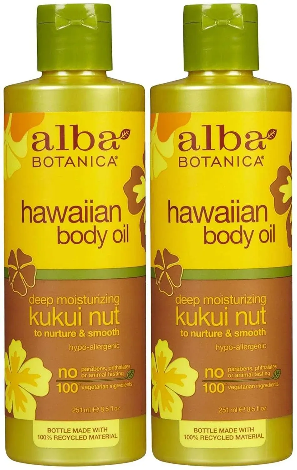 Alba Botanica Hawaiian Organic Body Oil - Kukui Nut - 8.5 Ounce (Pack of 2)