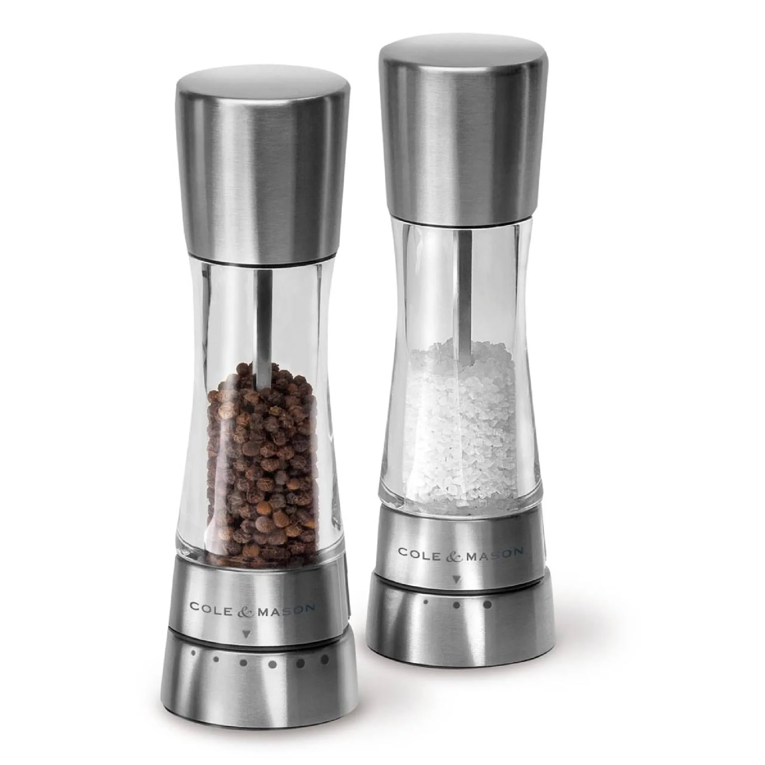 Cole & Mason Gourmet Precision Derwent Salt and Pepper Mill Gift Set, Stainless Steel and Acrylic, 19 cm