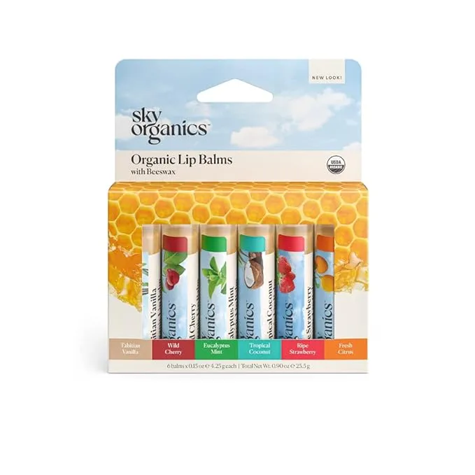 Sky Organics Organic Beeswax Lip Balms 4 Pack