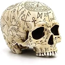 Veronese Design 5 1/4" Mystic Sigils Ritual Skull Resin Sculpture Hand Painted Realistic Finish