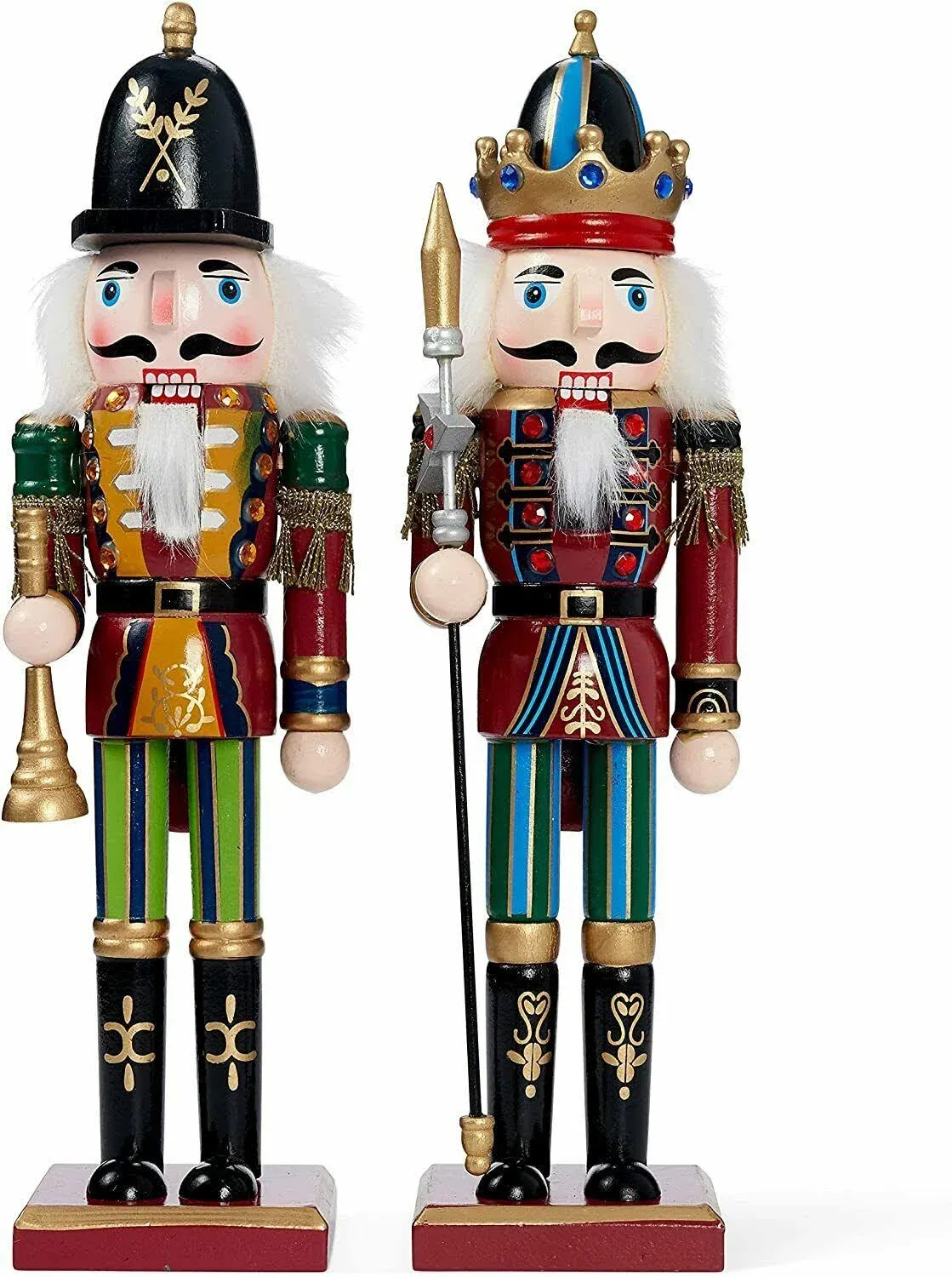 THE TWIDDLERS 2 Wooden Christmas Nutcracker Soldiers 30cm / 12" in Festive Colours