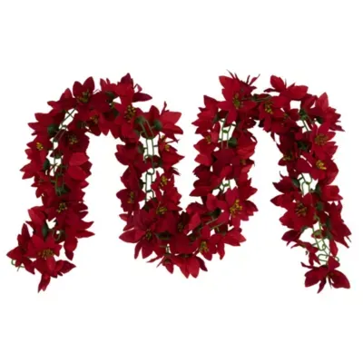 Northlight 6' X 3" Red Artificial Poinsettia Floral Christmas Garland - Unlit