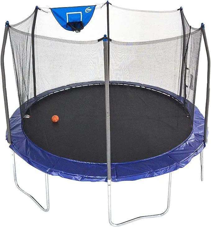 Skywalker Trampolines Jump N’ Dunk Trampoline with Enclosure Net (8FT, 12FT, 15FT) - Basketball Trampoline