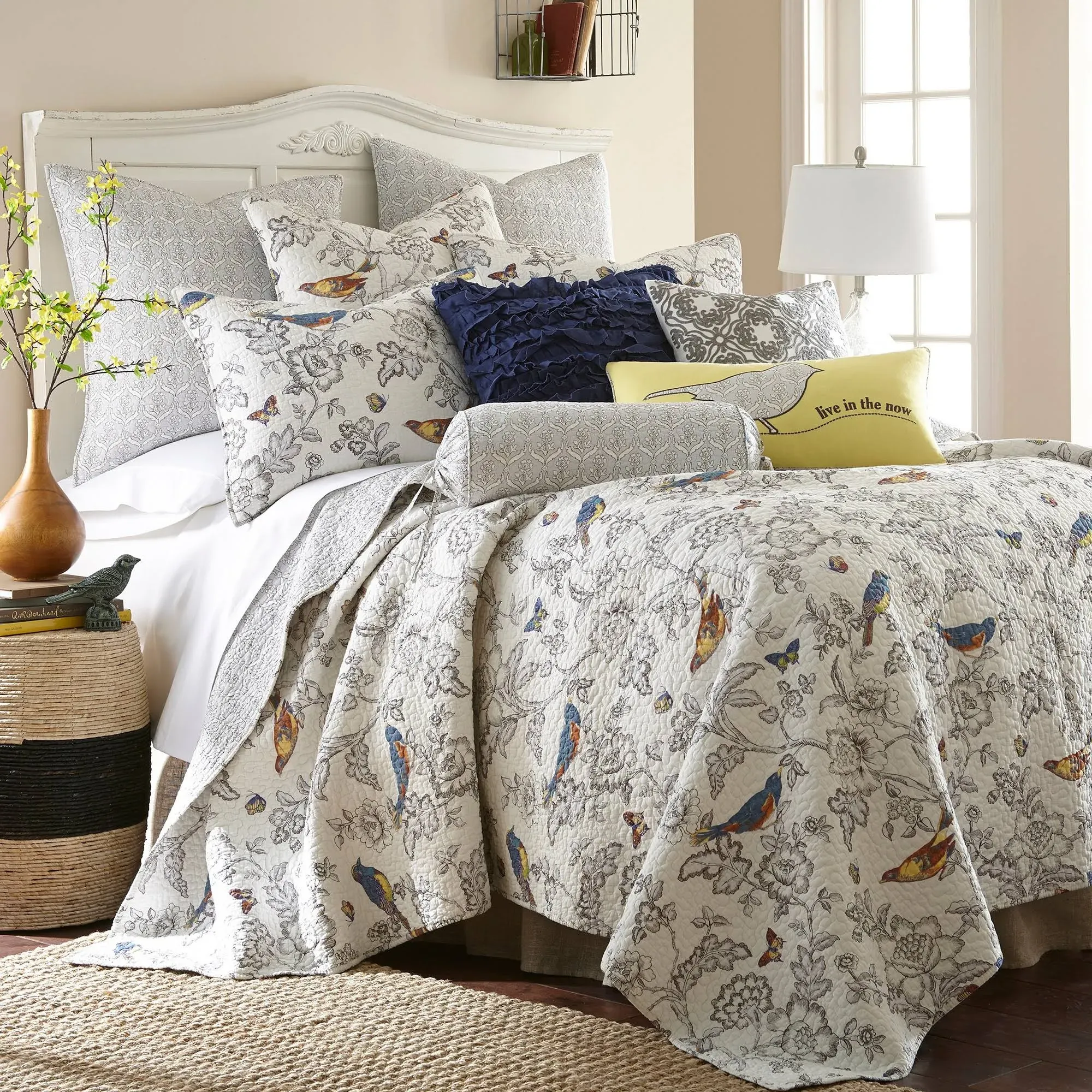 Mockingbird 3-pc. Quilt Set, King In Grey