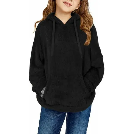 Haloumoning Girls Fuzzy Fleece Pullover Hoodies