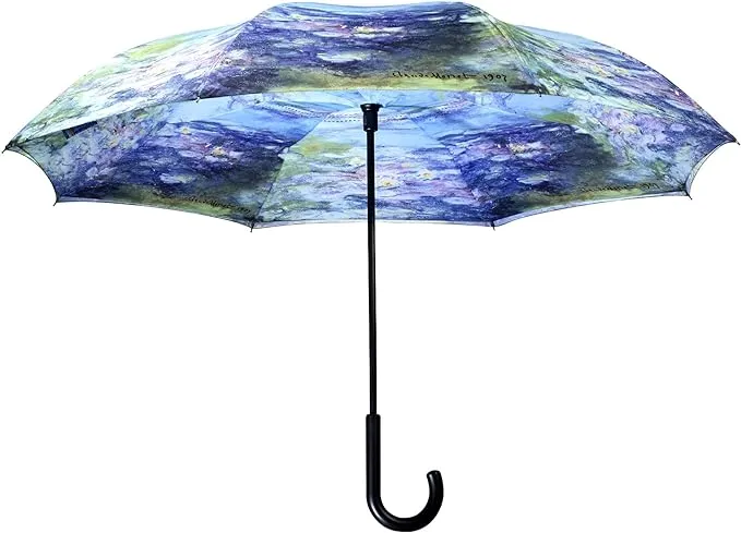 Galleria’s Reverse Close Umbrella, Monet, Water Lilies with art on both sides.