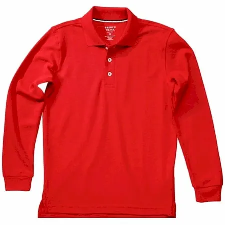 French Toast Pique Polo School Uniform Shirt with Long Sleeves for Boys and Girls