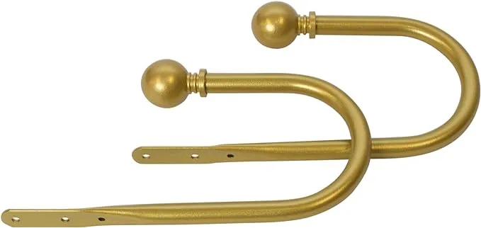 Meriville Set of 2 Decorative Gold Ball End Window Curtain Holdbacks for Draperies