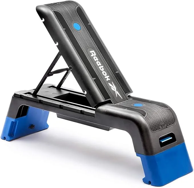 Reebok Fitness Multipurpose Adjustable Aerobic and Strength Training Workout Deck with Incline and Decline Bench Configurations