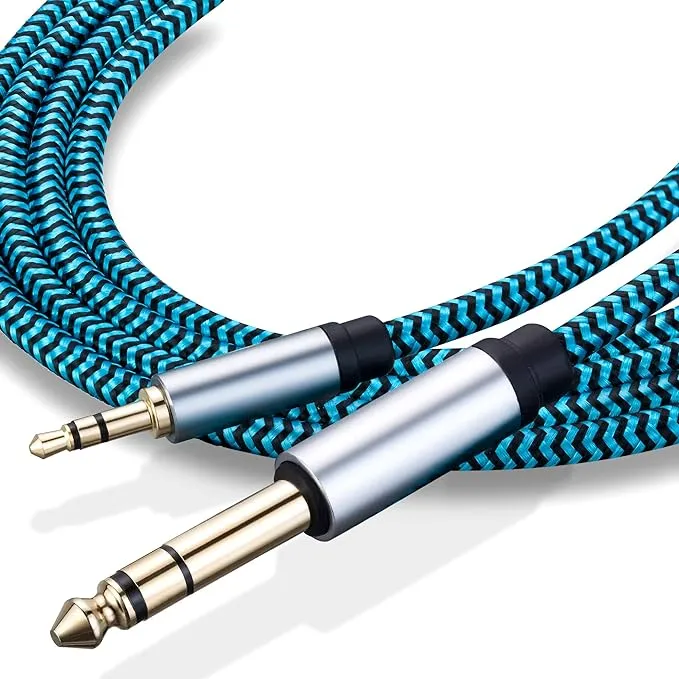 Hftywy 3.5mm to 6.35mm Trs Stereo Audio Cable 20ft 1/8 to 1/4 Stereo Cable 6.35mm 1/4" Male to 3.5mm 1/8" Male Bidirectional Cable for Guitar