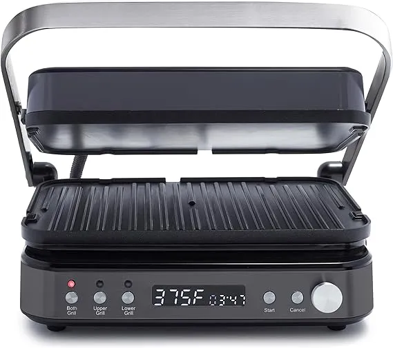 GreenPan 6-in-1 Multi-Function Contact Grill & Griddle, Healthy Ceramic Nonstick Aluminum, Reversible Grill and Griddle Plates, Dual Heating Options, Closed Press/Open Flat Surface, Matte BlackGreenPan 6-in-1 Multi-Function Contact Grill & Gri…