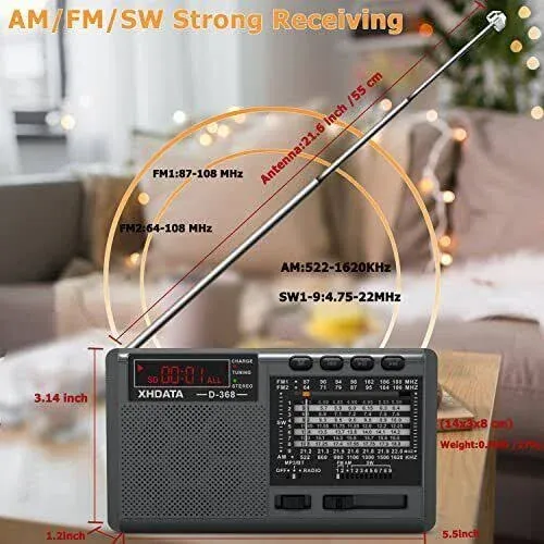 Xhdata Shortwave Am Fm 12 Band Dsp Stereo Portable Radio Mp3 Player