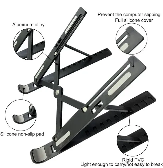 Adjustable Laptop Stand, Portable Laptop Riser, Aluminum Laptop Stand for Desk ...