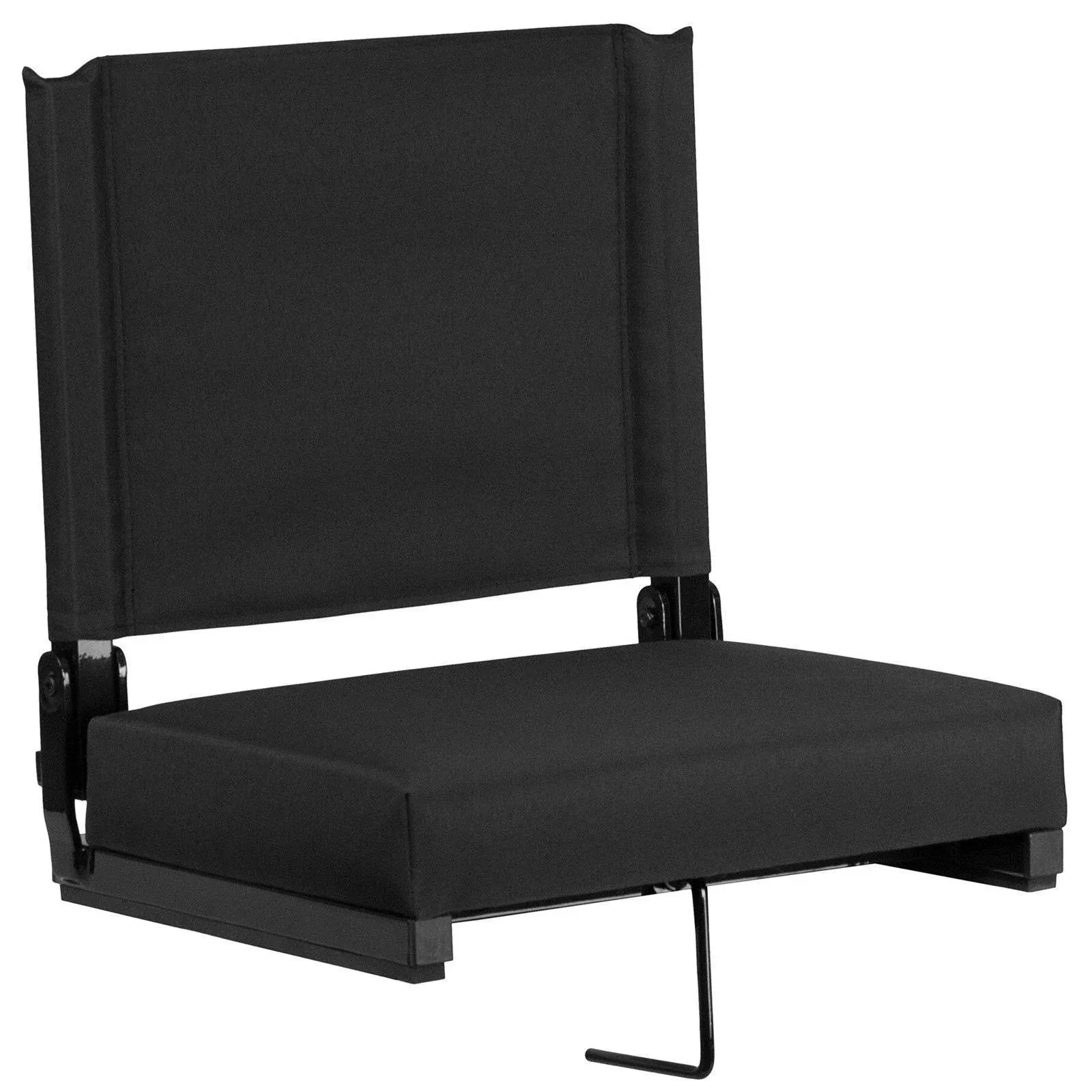 Flash Furniture Grandstand Comfort Seats by Flash - 500 lb. Rated Lightweight Stadium Chair with Handle & Ultra-Padded Seat, Black